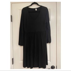 Old Navy Black Midi Dress Elastic Waist